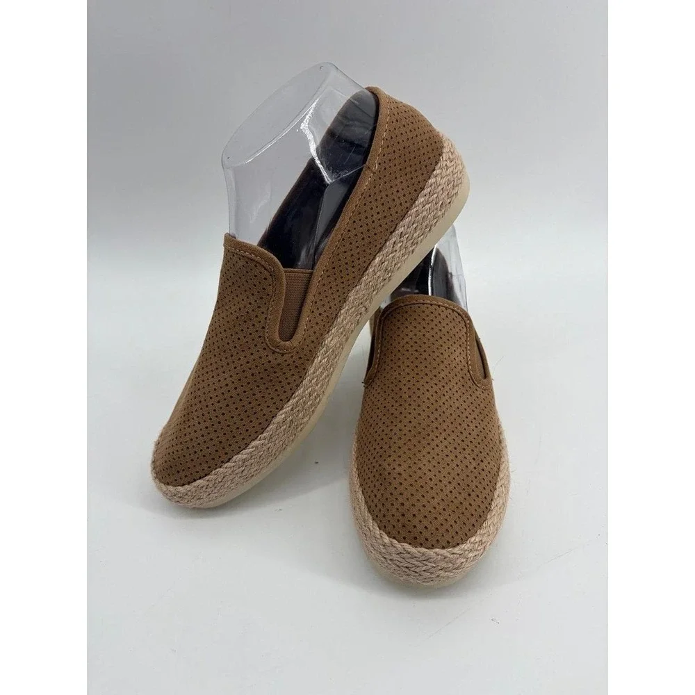 Esprit Shoes, Brown Nadine Slip-On Espadrille Suede Perforated, Size 7.5, NWOT